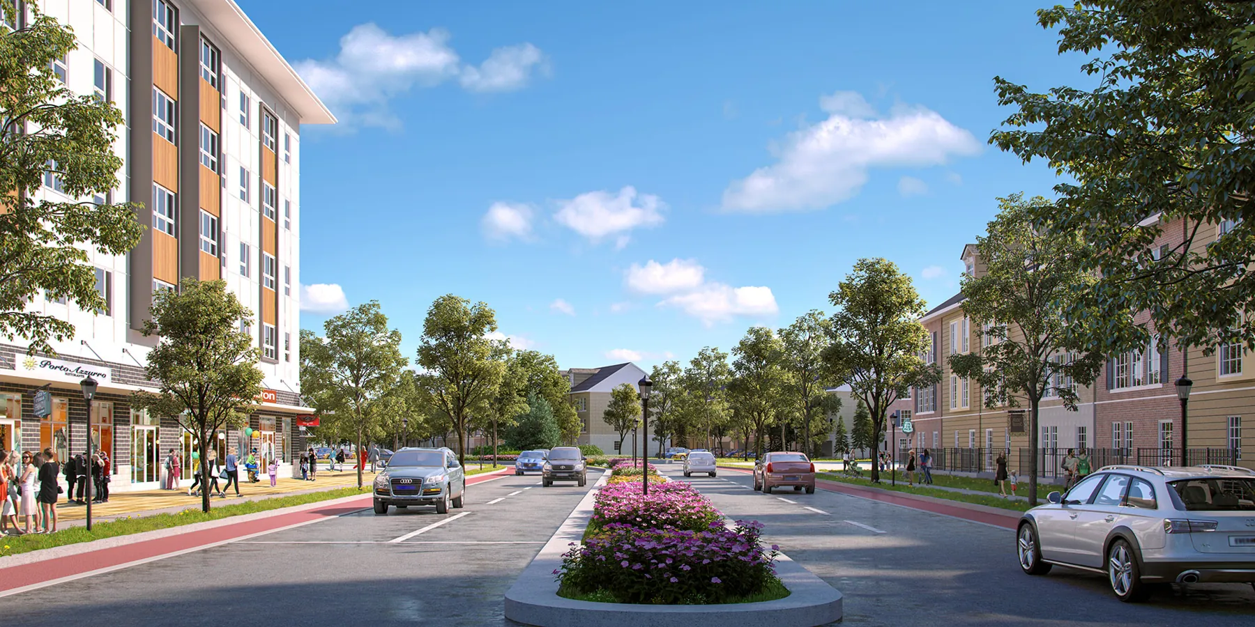 Rendering of a high-tech community urban development