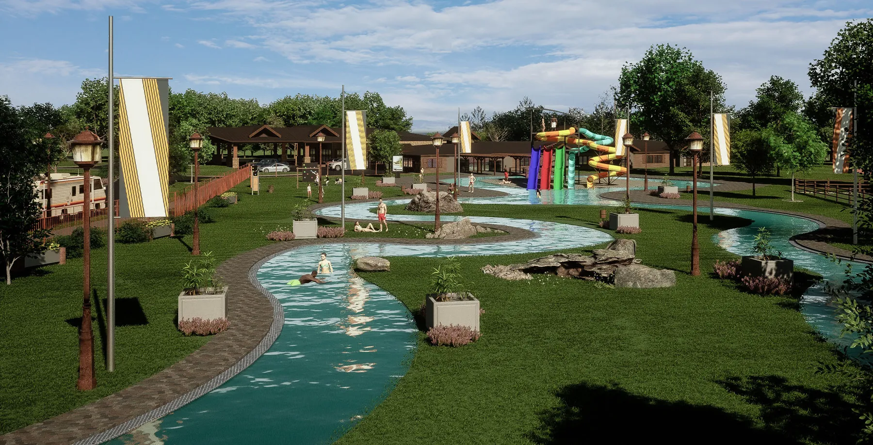 Rendering of a modern amenity filled RV Park